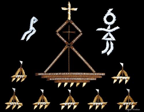embroidery golden ship