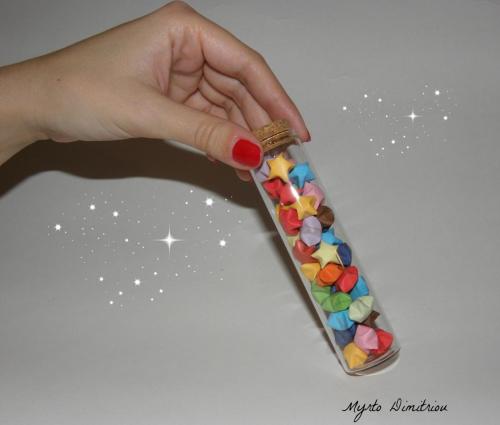 lucky stars in glass tube