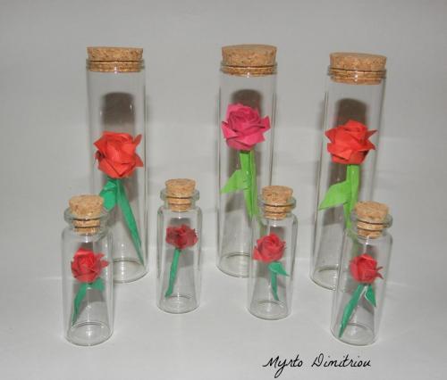 roses in glass tubes